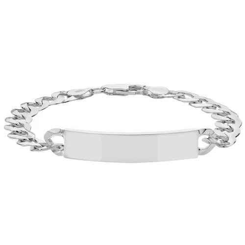 Silver Mens' Flat Open Curb Id Bracelet 17.4g